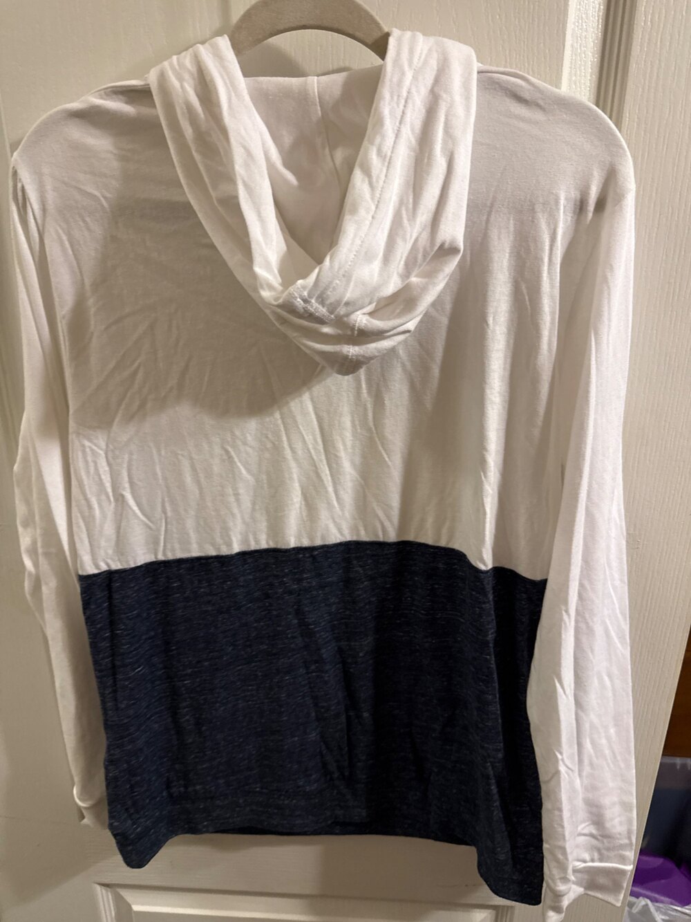 NEW with tags, Old Navy Colorblock Pullover Hoodie Navy White Size M - Picture 2 of 6